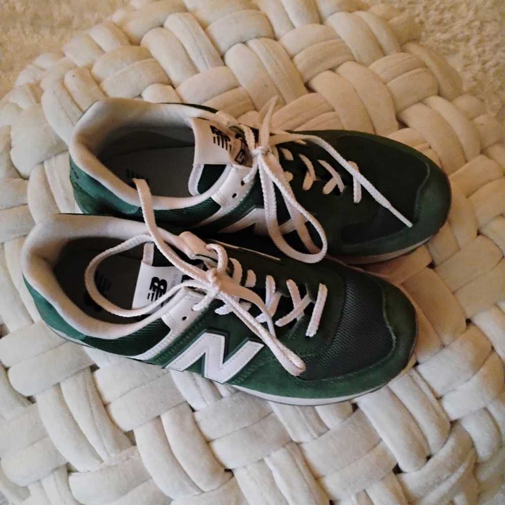 New Balance Forest Green and White Sneakers